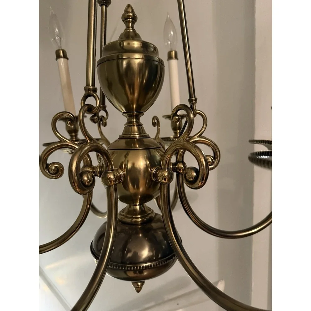 RARE Vintage H.A. Framburg Brass Large Chandelier with 6 Arms